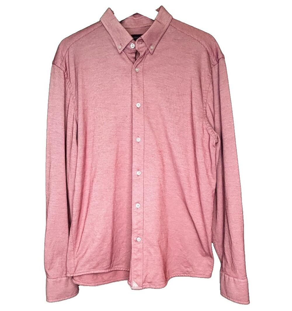 UNTUCKit Mens Large Red Textured Weave Button Down Long Sleeve Coolmax Casual